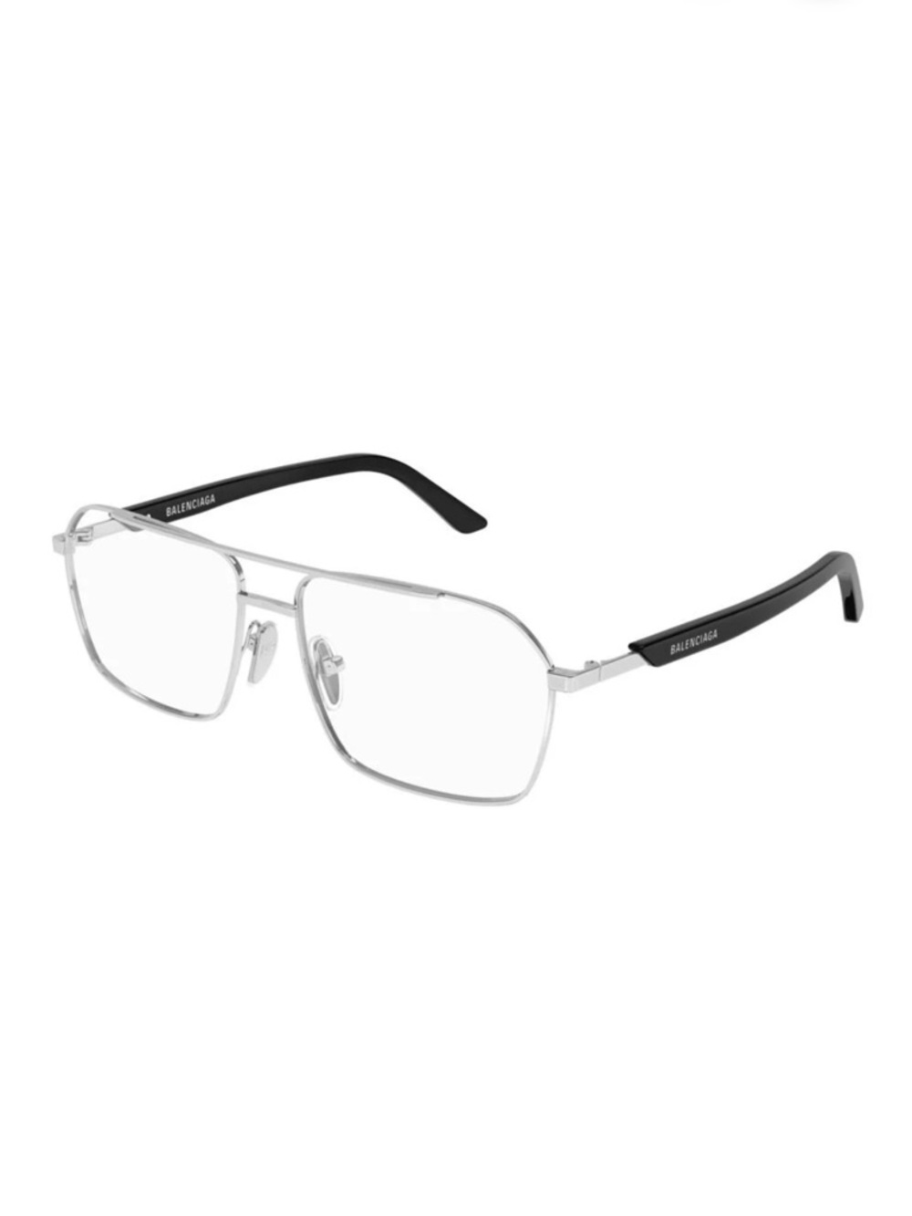 Balenciaga Silver and Gold Pilot Eyeglasses with Black Temples